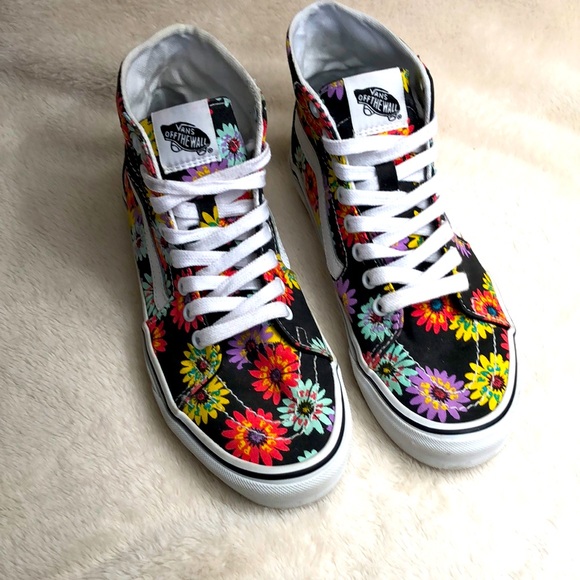 Vans Hightop Black Floral Peace Pace Pax Laceup Size 7.5 women 6 men - Picture 2 of 14